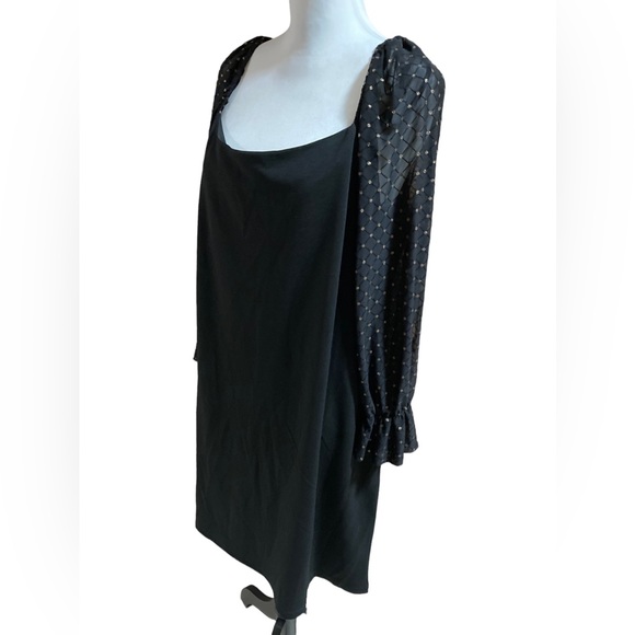 Lily Rose women’s junior plus size long black bodycon dress w/sheer poet sleeves - Picture 4 of 12